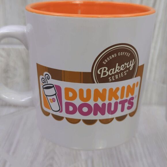 Lot of 2 Dunkin Donuts White Orange Interior Bakery Series Mugs Coffee Tea - Picture 2 of 6